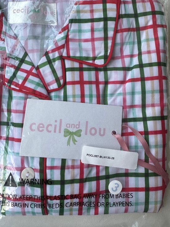 Cecil & Lou Kids Holiday Pajama Set – Red & Green Plaid, Size 3, NWT - Picture 5 of 5